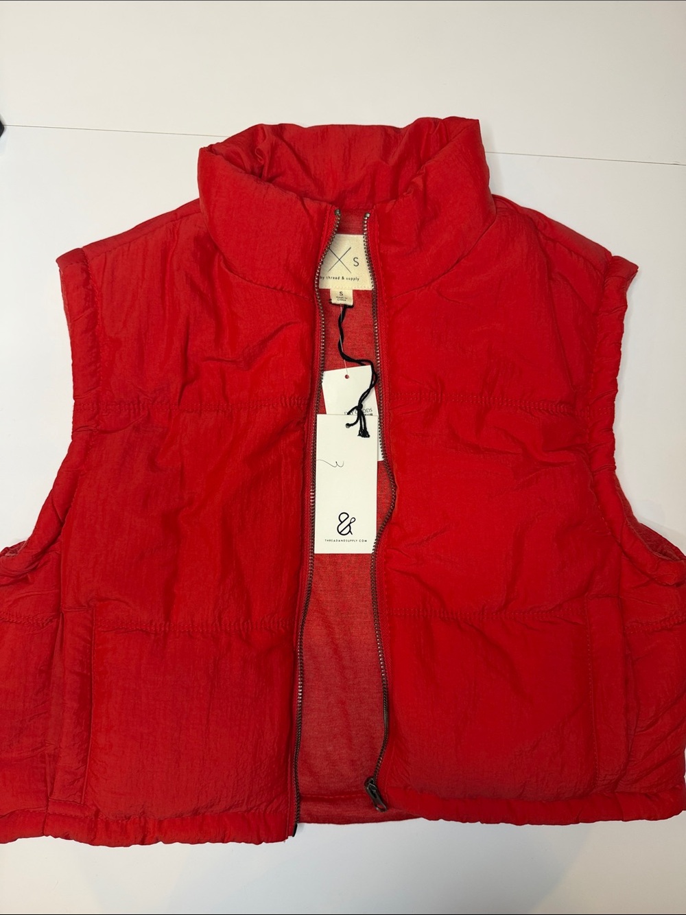 Red Quilted Puffer Vest -  Cropped Women